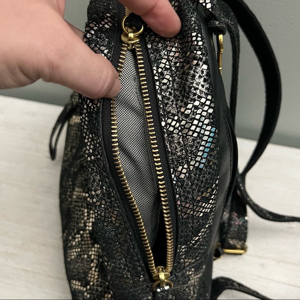 Fossil Megan Leather Metallic Snakeskin Mini Backpack - Picture 9 of 16